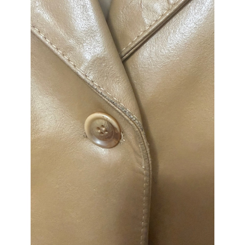 Specchio Italia Tan Leather Trench Coat Made in Italy Vera Pelle Mid Length L - Picture 10 of 13